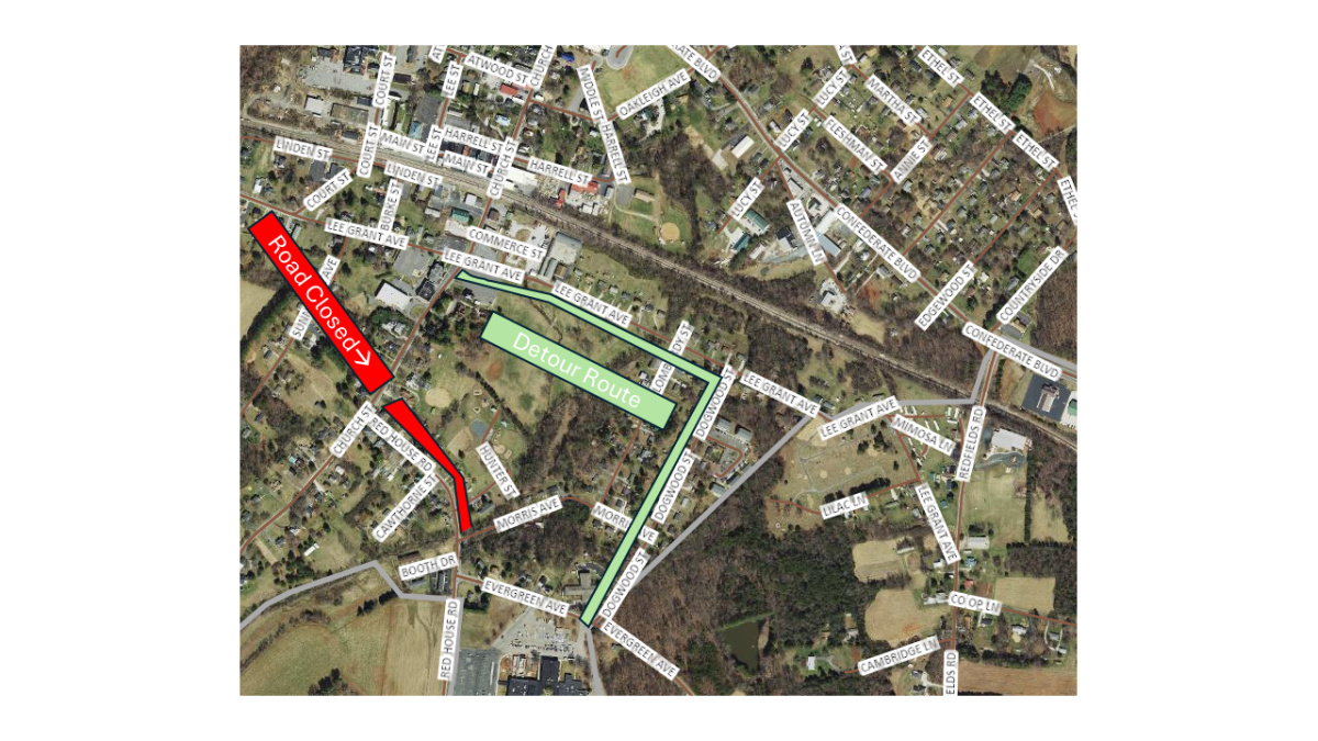 Picture showing road closure area along Red House Road